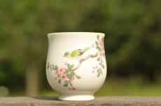 紫砂壶图片：新彩玉光白釉花鸟1 景德镇主人杯 - 紫砂壶之家