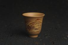 紫砂壶图片：美杯国庆特惠 精品好泥好工好刻雅致泥绘山水主人杯 茶人醉爱 - 紫砂壶之家