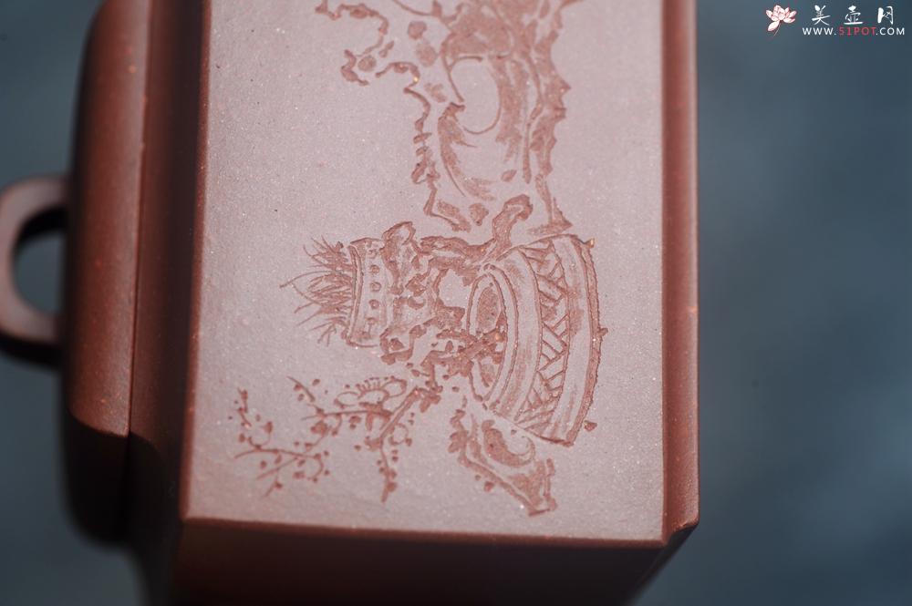 紫砂壶图片：全手工优质底槽清精致亚明四方壶 装饰清供图 特文气 - 紫砂壶之家紫砂壶网