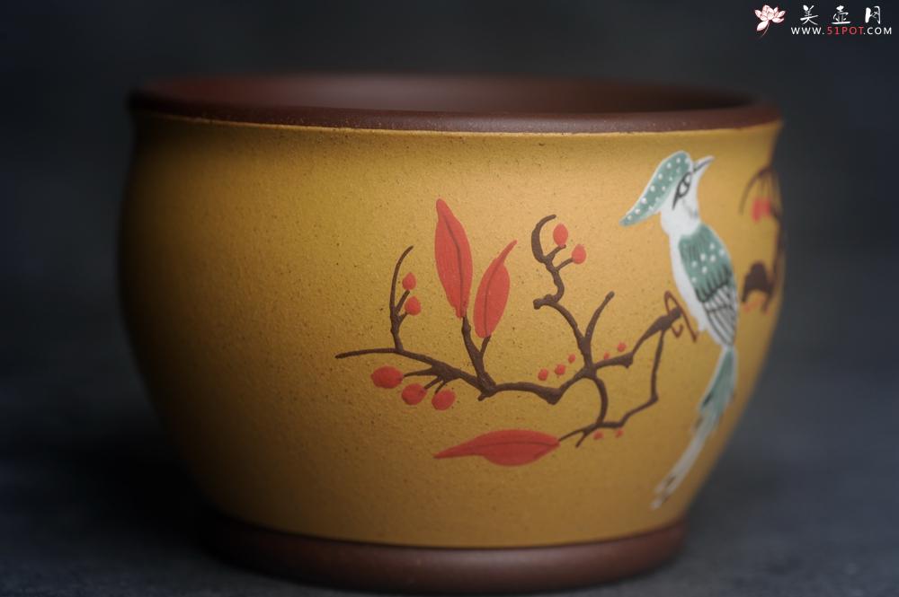 紫砂壶图片：美美杯特惠 精致花鸟紫砂杯 紫泥粉黄金段泥主人杯 茶杯 特文气 - 紫砂壶之家紫砂壶网