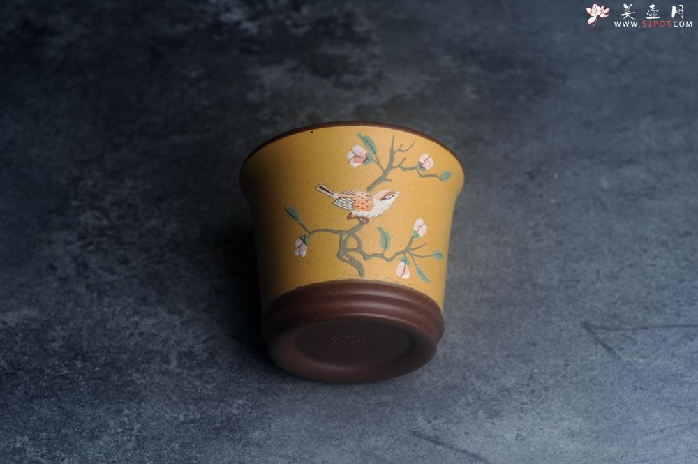 紫砂壶图片：美美杯特惠 精致花鸟紫砂杯 紫泥粉黄金段泥主人杯 茶杯 特文气 - 紫砂壶之家紫砂壶网