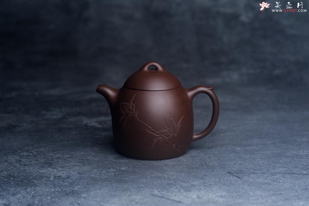 紫砂壶图片：美壶福利特惠 精致特好老紫泥秦权壶 刻竹子 特文气 - 紫砂壶之家紫砂壶网