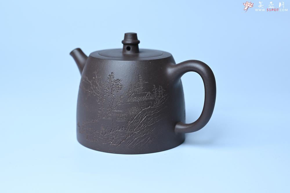 紫砂壶图片：美壶特惠 老紫泥精致山水汉铎壶 茶人醉爱 - 紫砂壶之家紫砂壶网