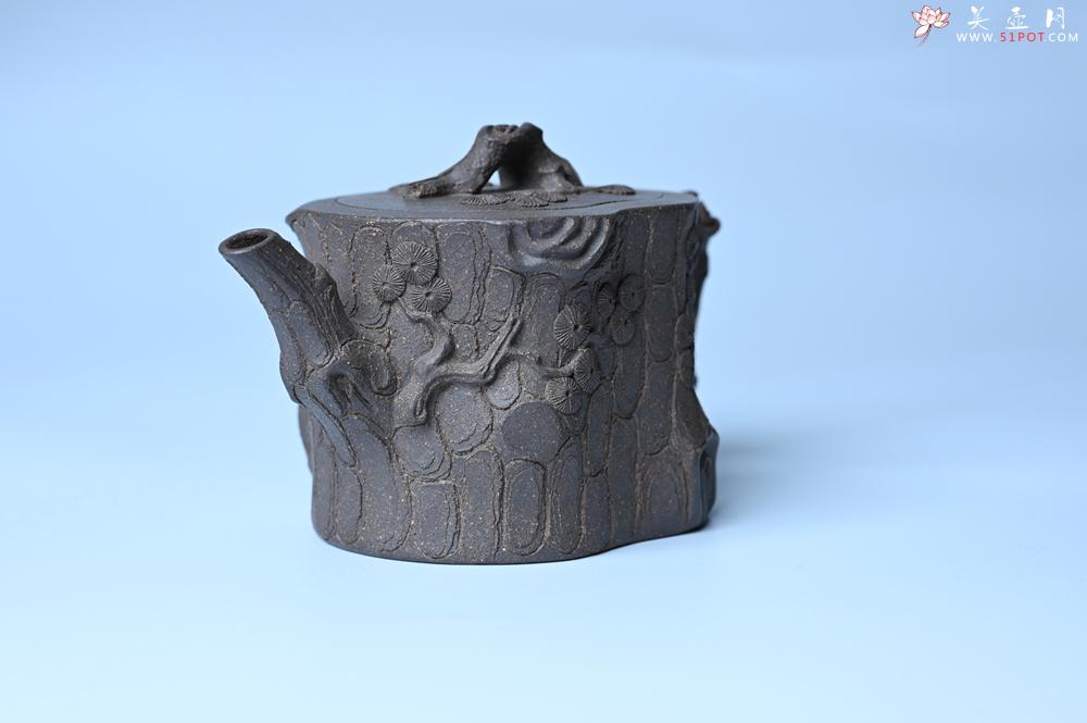 紫砂壶图片：美壶特惠 精致青段泥全松皮 全手工松桩壶 肌理丰富 特文气 - 紫砂壶之家紫砂壶网