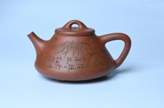 紫砂壶图片：潜力股周小培全手工降坡泥子冶石瓢 范小君徒杨志超装饰竹 特文气 - 紫砂壶之家