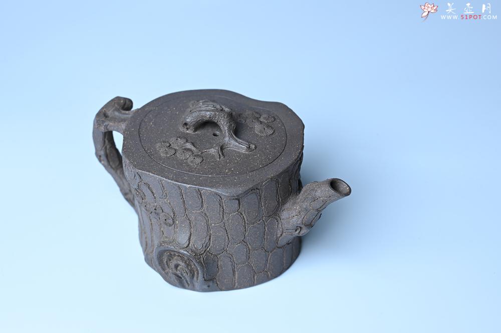 紫砂壶图片：美壶特惠 精致青段泥全松皮 全手工松桩壶 肌理丰富 特文气 - 紫砂壶之家紫砂壶网