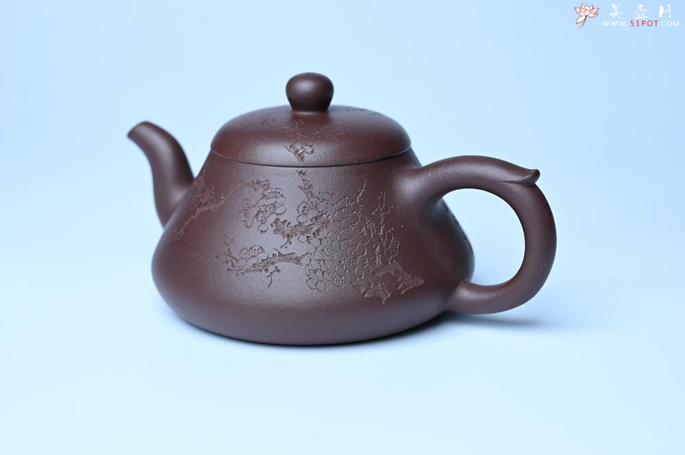 紫砂壶图片：潜力股周小培老师 全手工底槽青缘德壶 装饰通转梅花特文气 期待与您结缘 - 紫砂壶之家紫砂壶网
