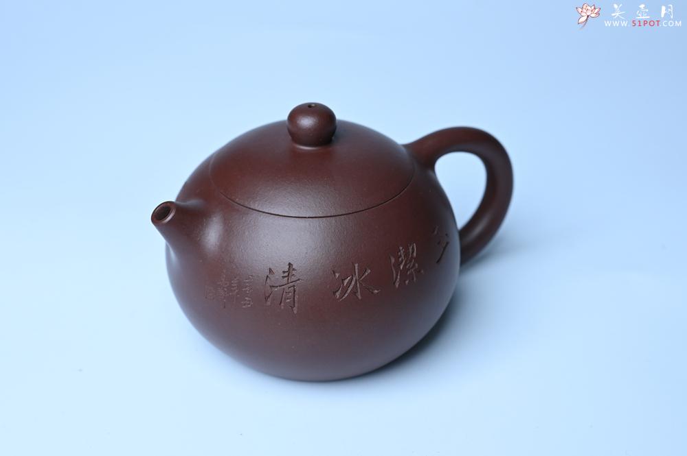 紫砂壶图片：油润底曹青 全手工西施茶壶 玉洁冰清 接天莲叶无穷碧 映日荷花别样红 - 紫砂壶之家紫砂壶网