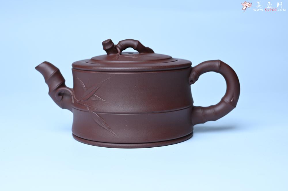 紫砂壶图片：美壶特惠 精致紫泥可心竹段壶 茶人醉爱 - 紫砂壶之家紫砂壶网