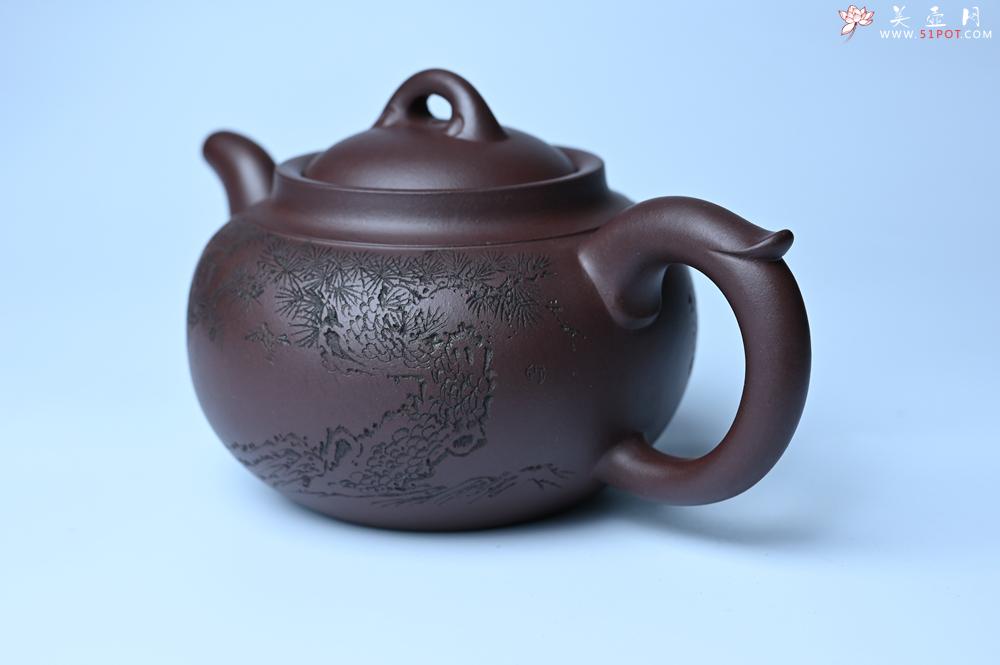 紫砂壶图片：特油润底曹青 全手工大蕴存心壶 卡盖难度相当大 明月松间照 清泉石上流 期待与亲结缘 - 紫砂壶之家紫砂壶网