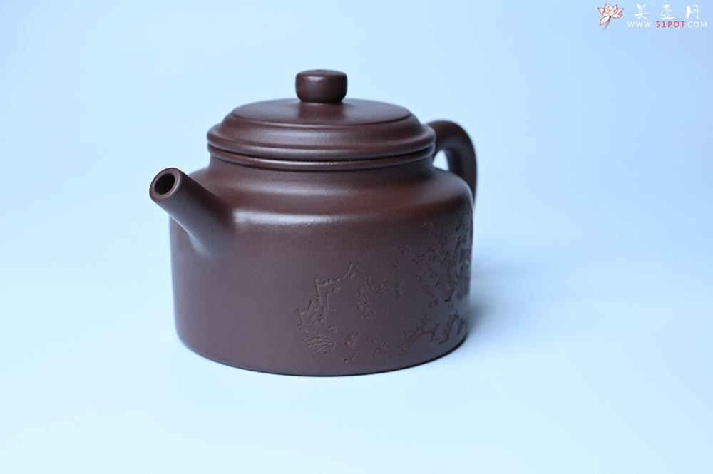 紫砂壶图片：油润底曹青 全手工德中茶壶 装饰人物特文气 - 紫砂壶之家紫砂壶网