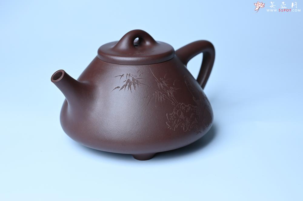 紫砂壶图片：潜力股周小培 特好全手工底槽清子冶石瓢 助工装饰 一片冰心在玉壶 特文气 - 紫砂壶之家紫砂壶网