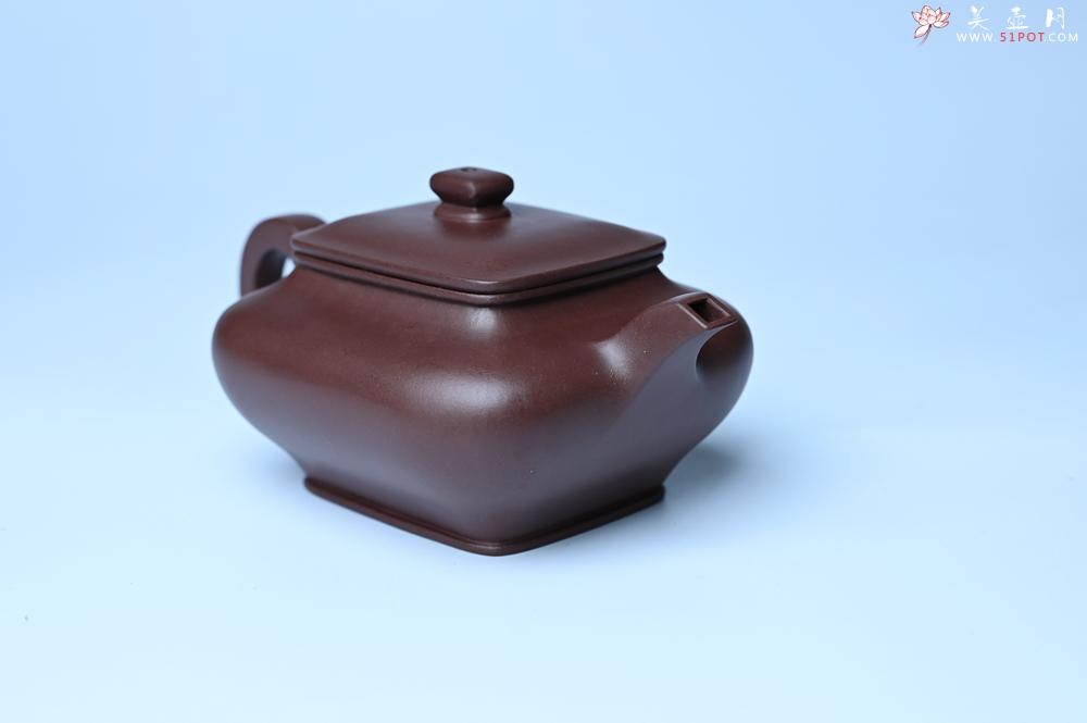 紫砂壶图片：油润老紫泥全手工精工小四方虚扁壶 - 紫砂壶之家紫砂壶网