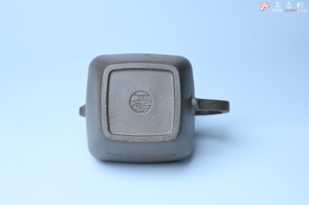 紫砂壶图片：美壶特惠 精致青灰段泥混方巨轮壶 茶壶 无事竹间坐 有情化外游 - 紫砂壶之家紫砂壶网