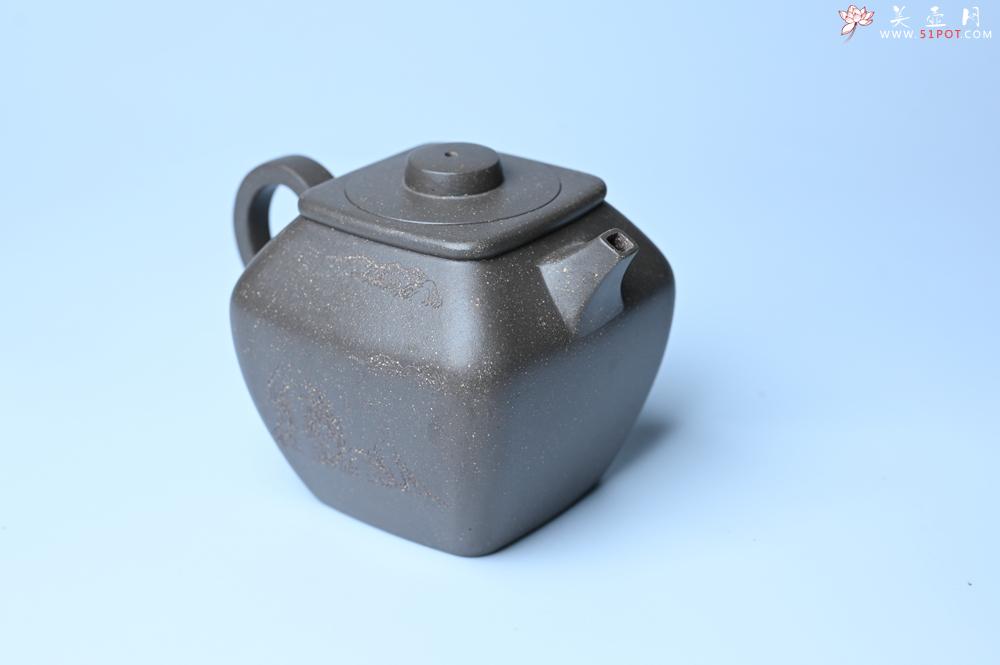 紫砂壶图片：美壶特惠 精致青灰段泥混方巨轮壶 茶壶 无事竹间坐 有情化外游 - 紫砂壶之家紫砂壶网