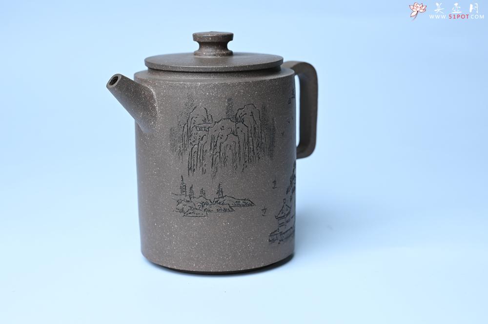 紫砂壶图片：美壶特惠 蠡墅大水潭深井老天青泥 精致圆础壶 装饰山水 茶人醉爱 - 紫砂壶之家紫砂壶网