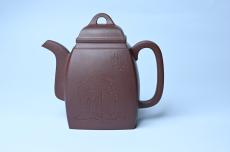 紫砂壶图片：全手工精致汉方壶 清池皓月照禅心 禅意浓浓 - 紫砂壶之家