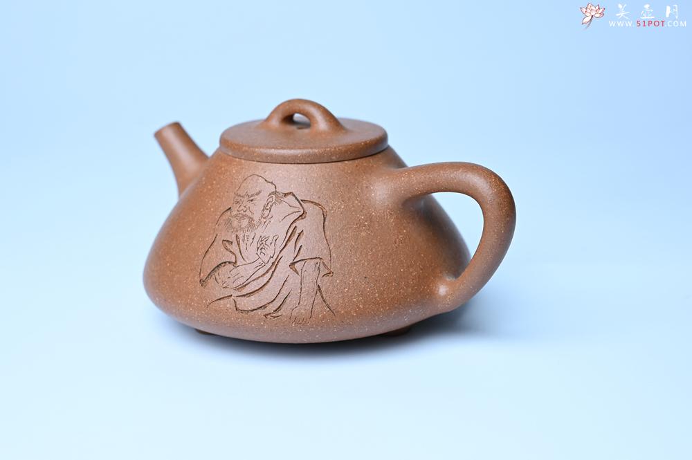 紫砂壶图片：油润五彩段泥 全手工薄胎子冶石瓢 难度大 骨肉匀挺 文气装饰罗汉图 无为 - 紫砂壶之家紫砂壶网