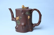 紫砂壶图片：潜力股赵老师 优质紫泥全手工佛手桩紫砂壶 三色帖叶生动 佛手灵动 - 紫砂壶之家