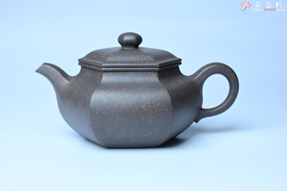 紫砂壶图片：实力派张海艳全手工精工老青灰泥六方仿古壶 气势磅礴 线面挺括平正 - 紫砂壶之家紫砂壶网